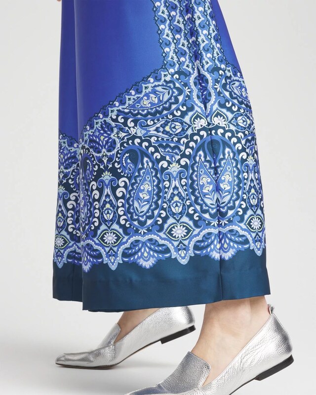 Pull-on Paisley Drawstring Cropped Pants - image 4